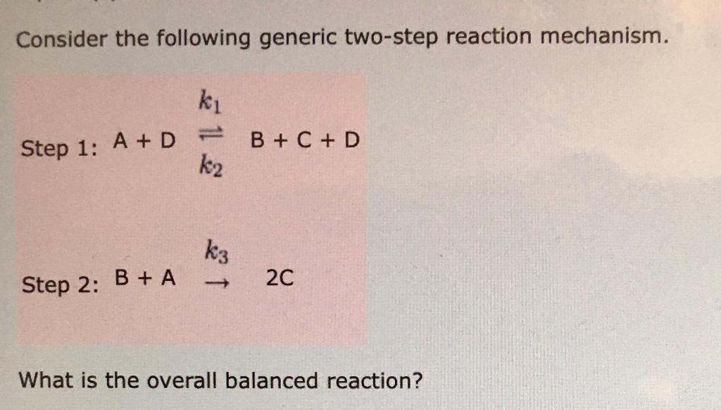 Solved Consider the following generic two-step reaction | Chegg.com