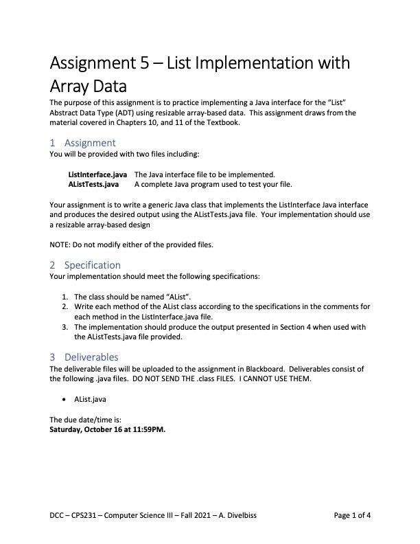 Solved package assignment; /** An interface for the ADT | Chegg.com