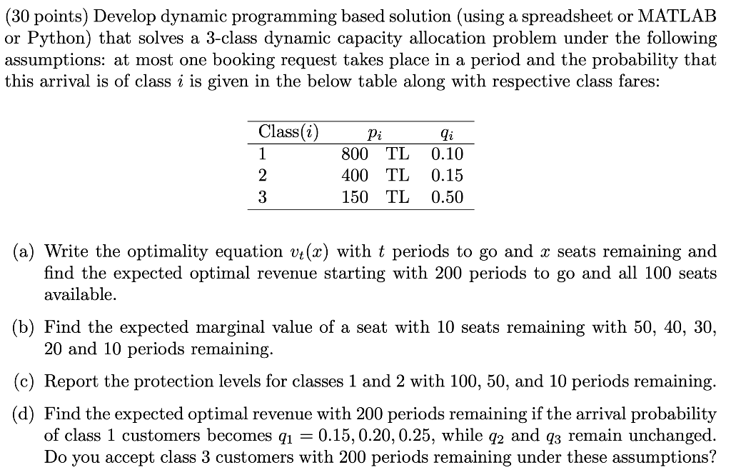 Solved (30 points) Develop dynamic programming based | Chegg.com