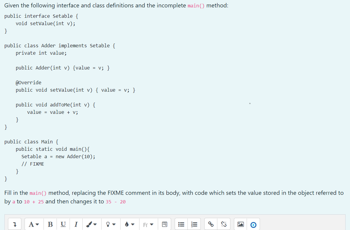 Solved Given the following interface and class definitions | Chegg.com