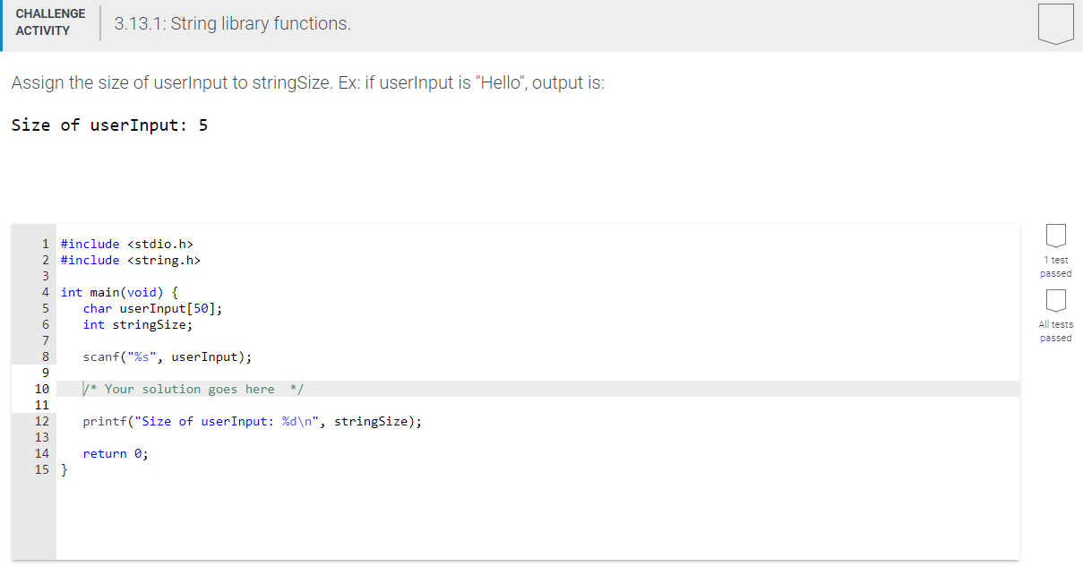 Solved CHALLENGE ACTIVITY 3.13.1 String Library Function