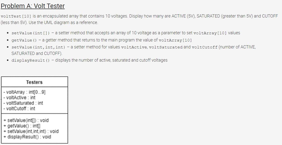 Solved Problem A: Volt Tester volttest[10] is an | Chegg.com