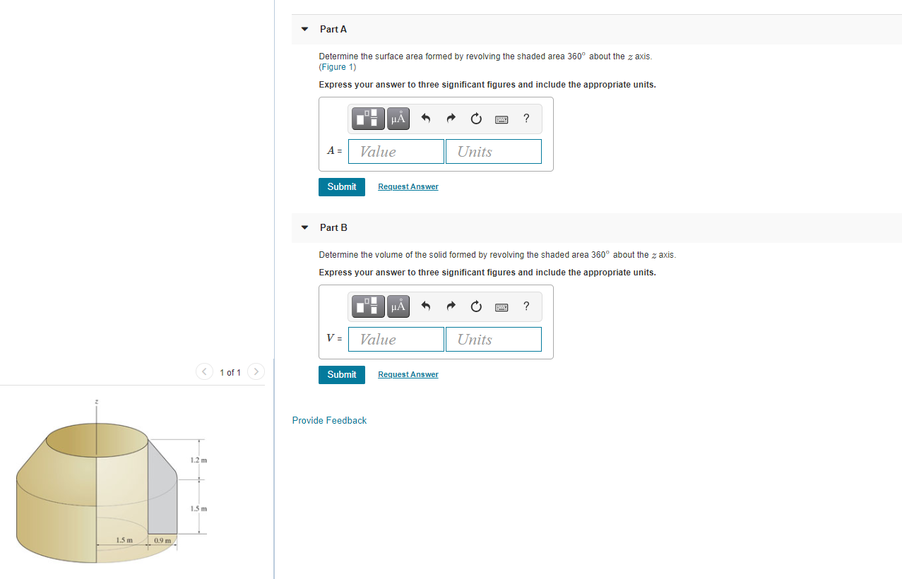 Solved Part A Determine The Surface Area Formed By Revolving 9503