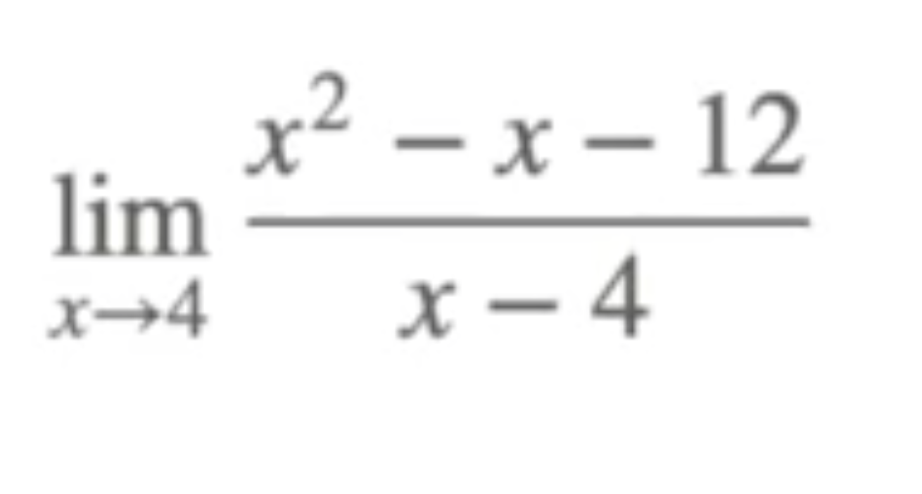 Solved limx→4x−4x2−x−12 | Chegg.com