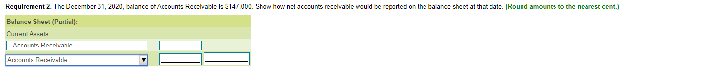 prepare a partial balance sheet showing the net accounts receivable section