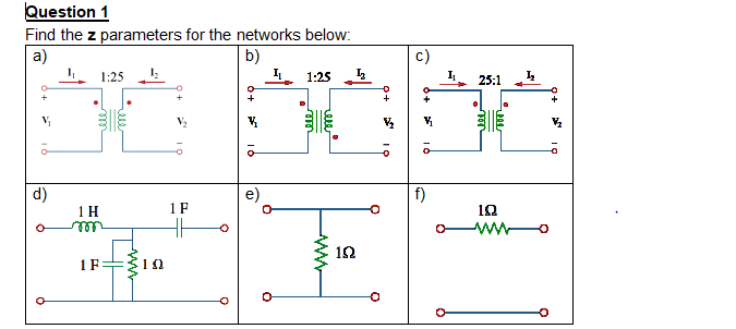 Solved Question 1 Find The Z Parameters For The Networks Chegg Com