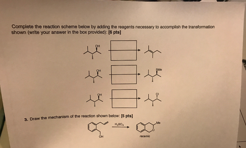 Solved Complete The Reaction Scheme Below By Adding The | Chegg.com