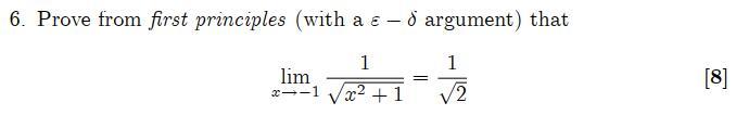 Solved 6. Prove from first principles (with a 8 argument) | Chegg.com