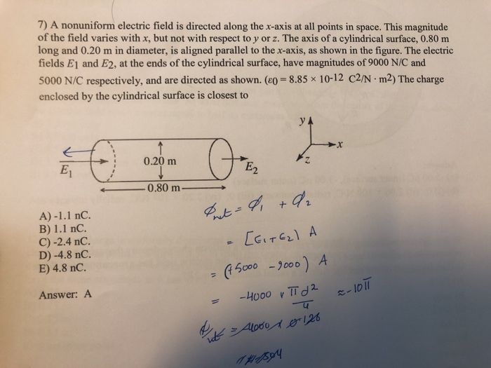 Solved 7 A Nonuniform Electric Field Is Directed Along The 8471