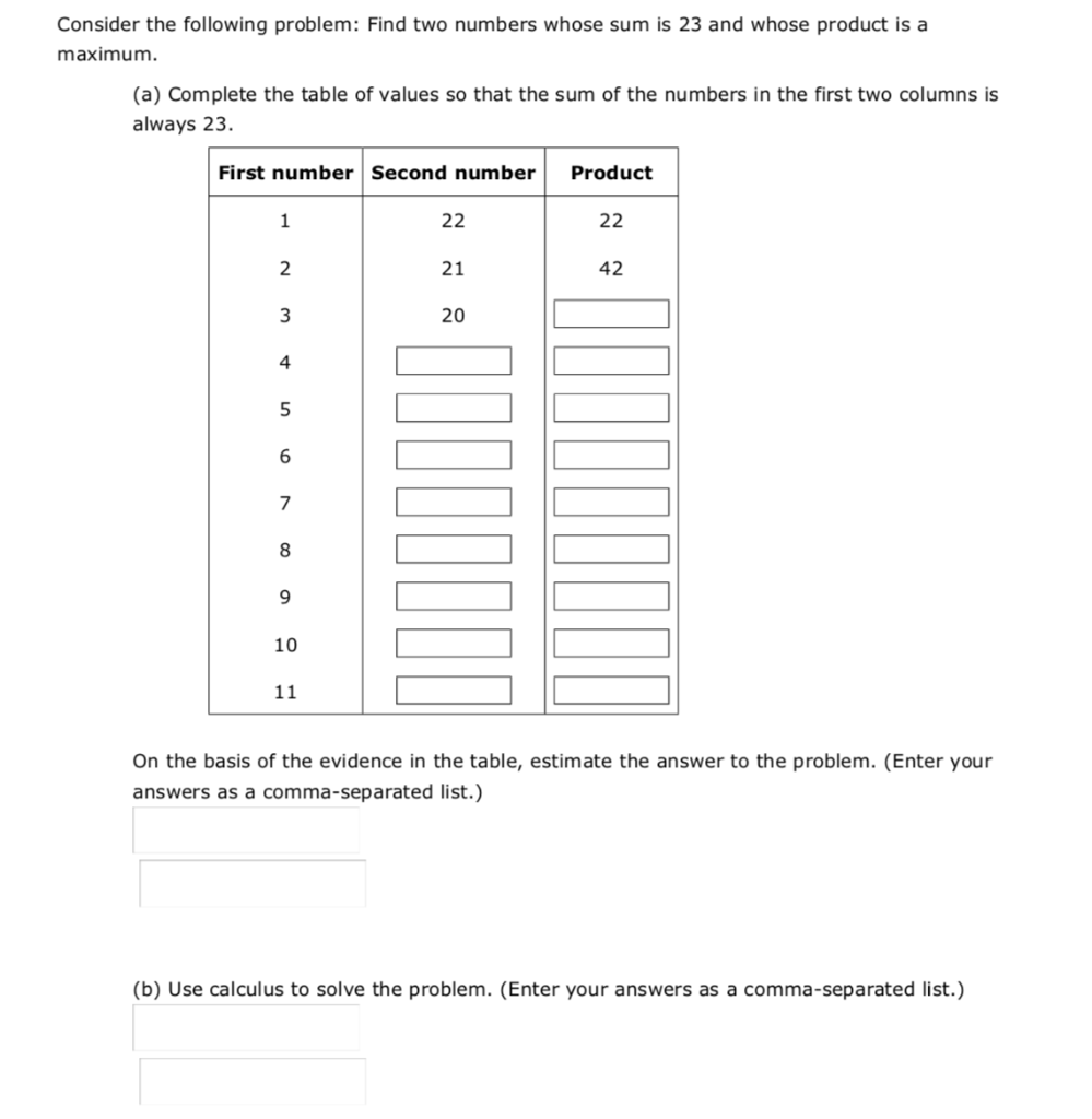 Solved Consider the following problem: Find two numbers | Chegg.com