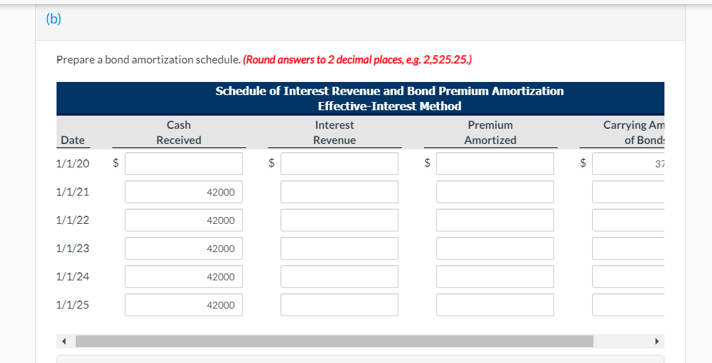 Prepare A Bond Amortization Schedule Round Answers 2811