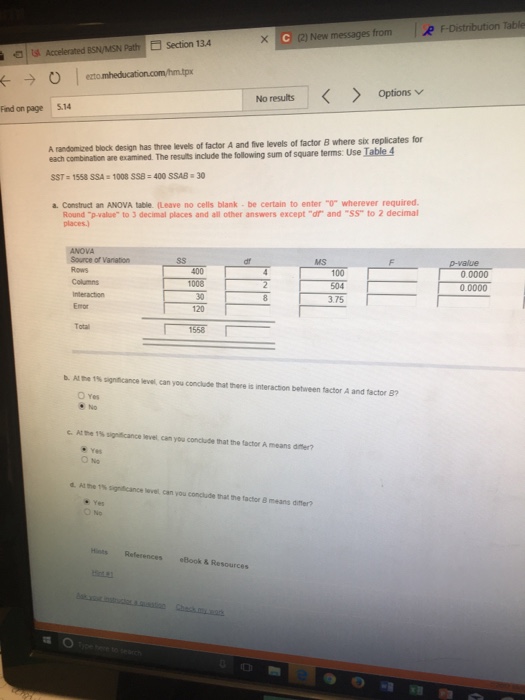 Solved A randomized block design has three levels of factor | Chegg.com