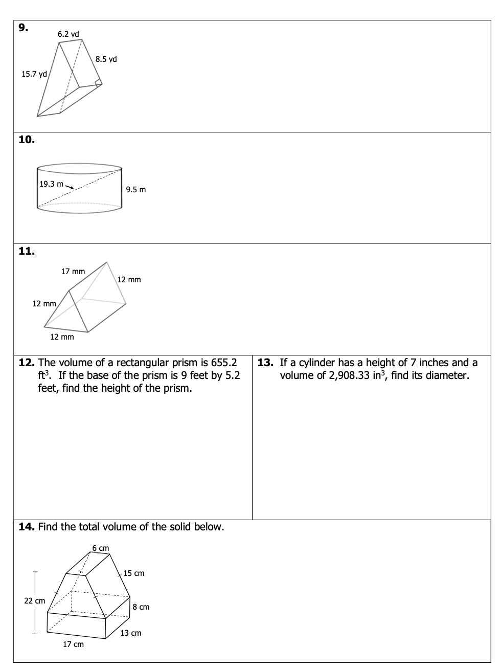 Solved Directions: Find the volume of each figure. Round to | Chegg.com