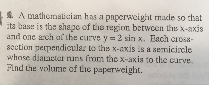 Solved A mathematician has a paperweight made so that its | Chegg.com