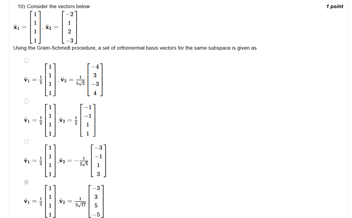 Solved Consider The Vectors | Chegg.com