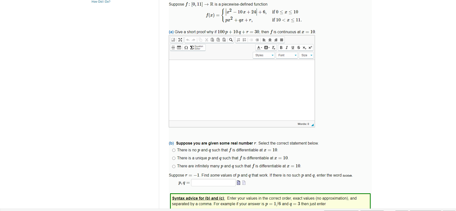 Solved Suppose f:[0,11]→R is a piecewise-defined function | Chegg.com