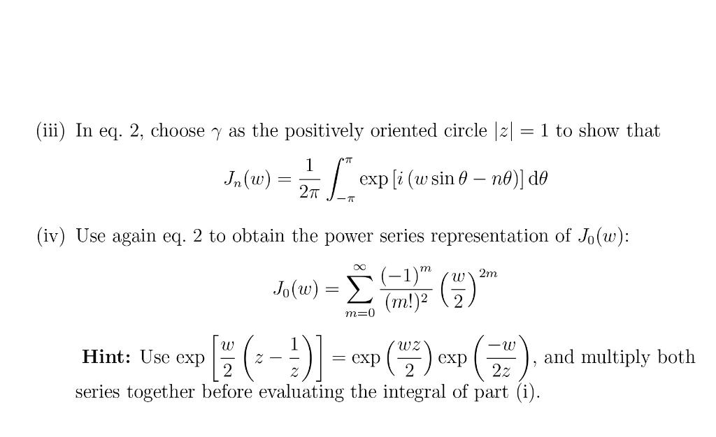 Let Jn(w) be a Bessel function of order n. For | Chegg.com