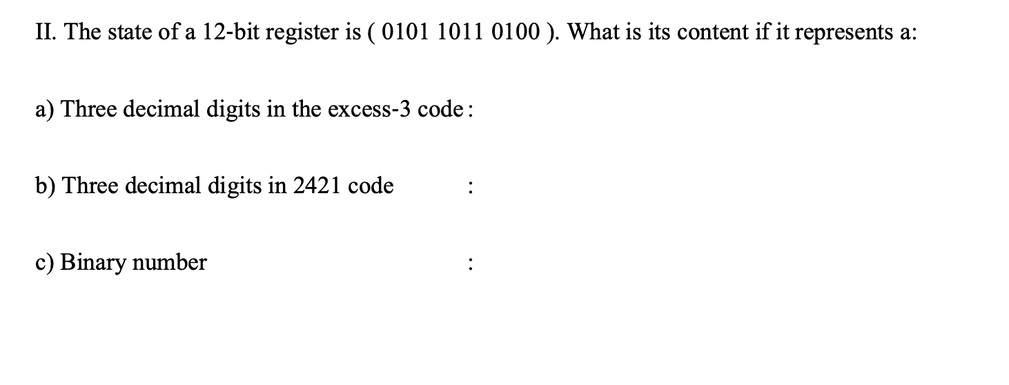 Solved II. The state of a 12-bit register is (0101 1011 0100 | Chegg.com