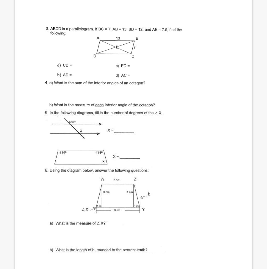Solved 3. ABCD is a parallelogram. If BC=7,AB=13,BD=12, and | Chegg.com