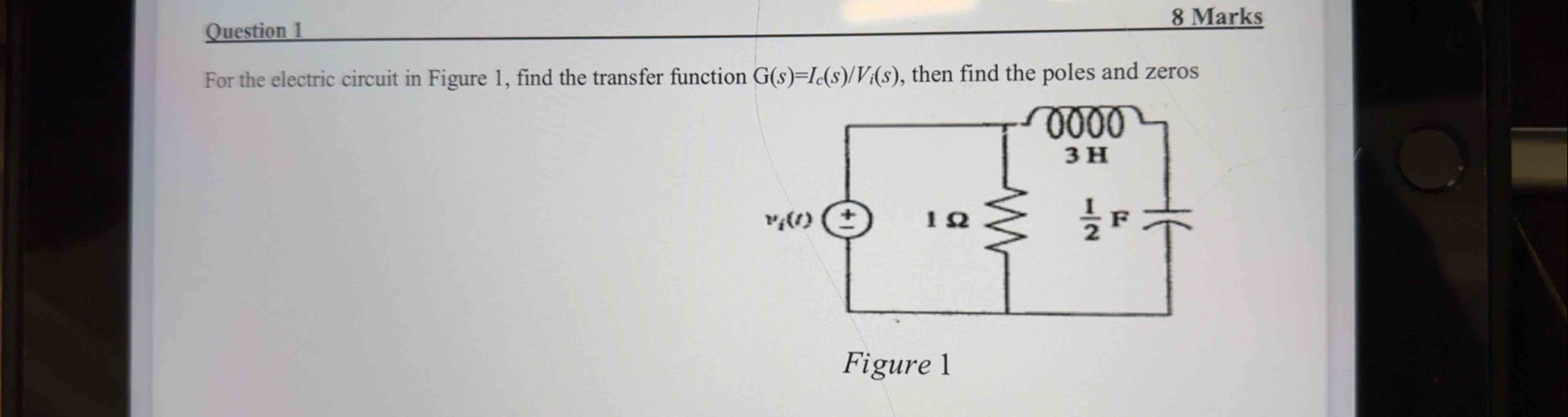 Solved Question 1For the electric circuit in ﻿Figure 1, | Chegg.com