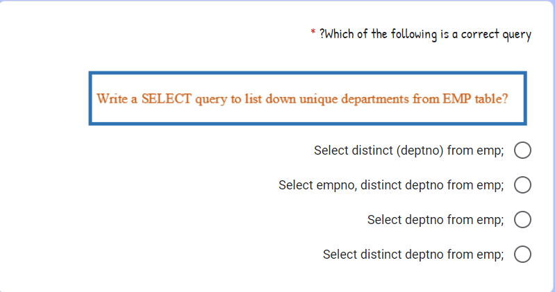 Solved * ?Which of the following is a correct query Write a | Chegg.com