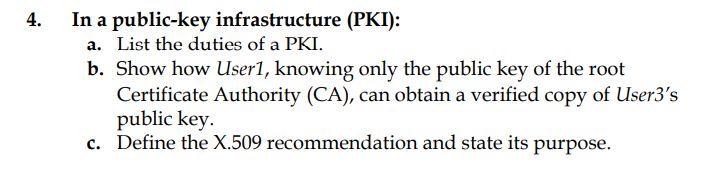 Solved 4. In A Public-key Infrastructure (PKI): A. List The | Chegg.com