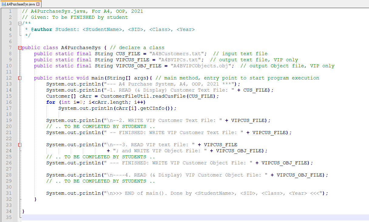 Solved 2. Class CustomerFileUtil [8 marks] Create a public | Chegg.com