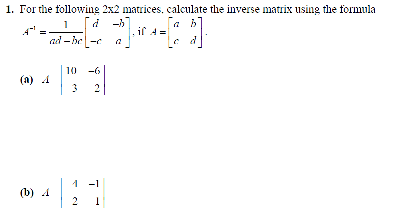 finding inverse matrix 2x2