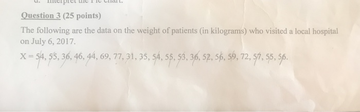 Solved Question 3 (25 points) The following are the data on | Chegg.com