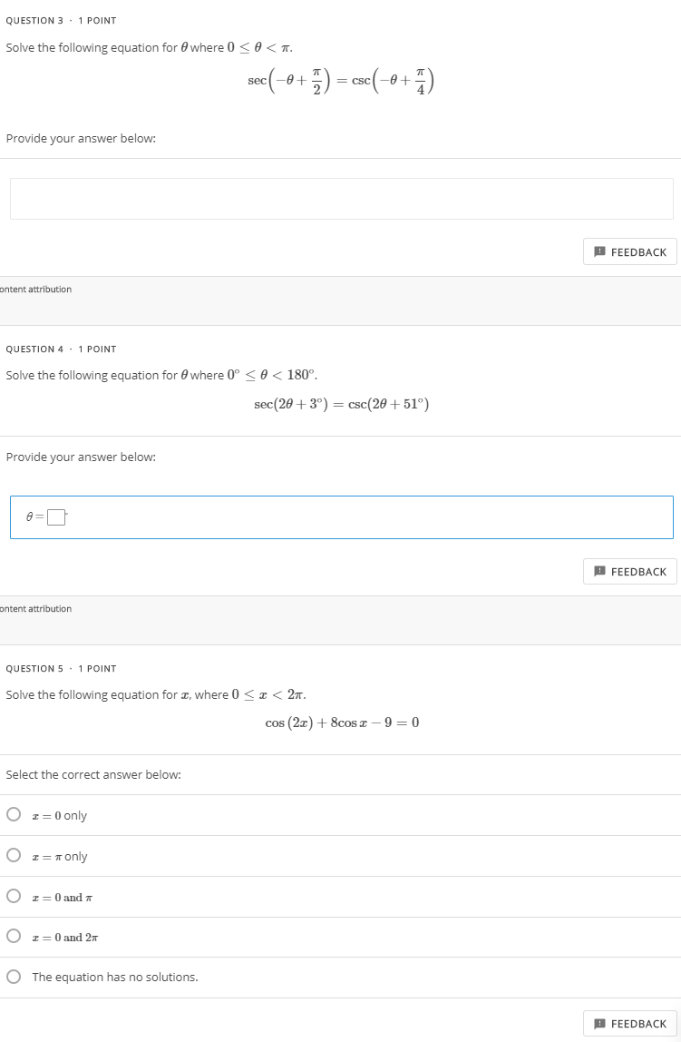 Solved QUESTION 1 . 1 POINT Solve the equation = V2 given | Chegg.com