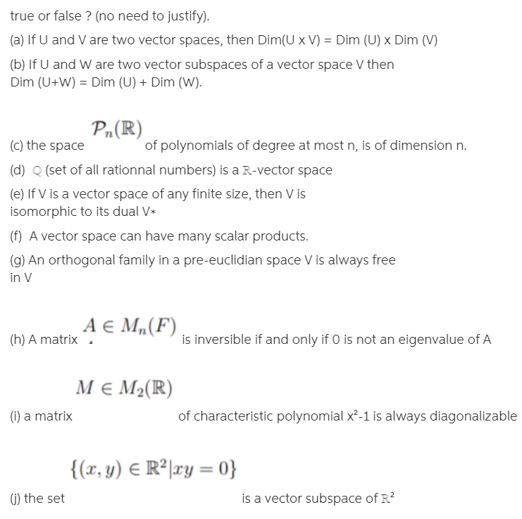 Solved True Or False No Need To Justify A If U And Chegg Com