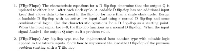 Solved (Flip-Flops) The characteristic equations for a D | Chegg.com