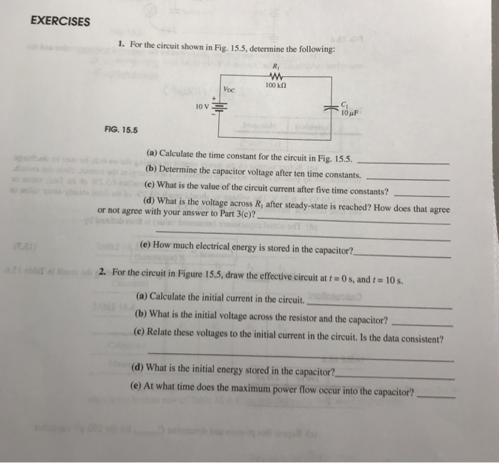 Solved EXERCISES 1. For The Circuit Shown In Fig. 15.5, | Chegg.com