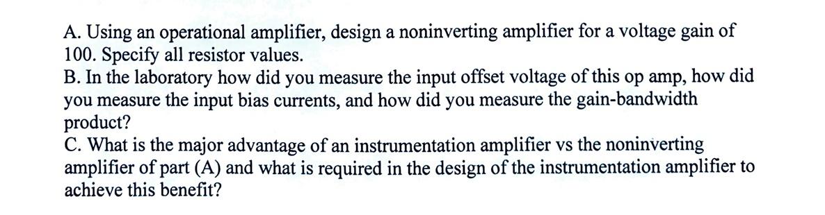 Solved A. Using an operational amplifier, design a | Chegg.com