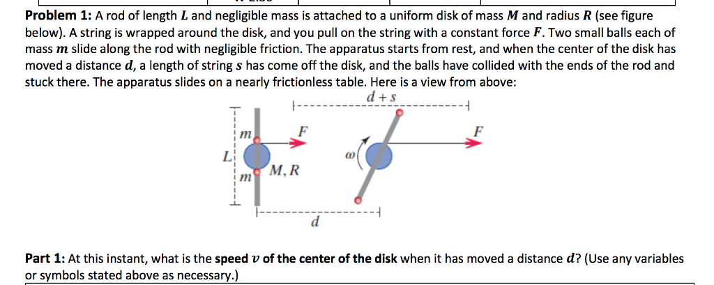 Solved Problem 1: A rod of length L and negligible mass is | Chegg.com