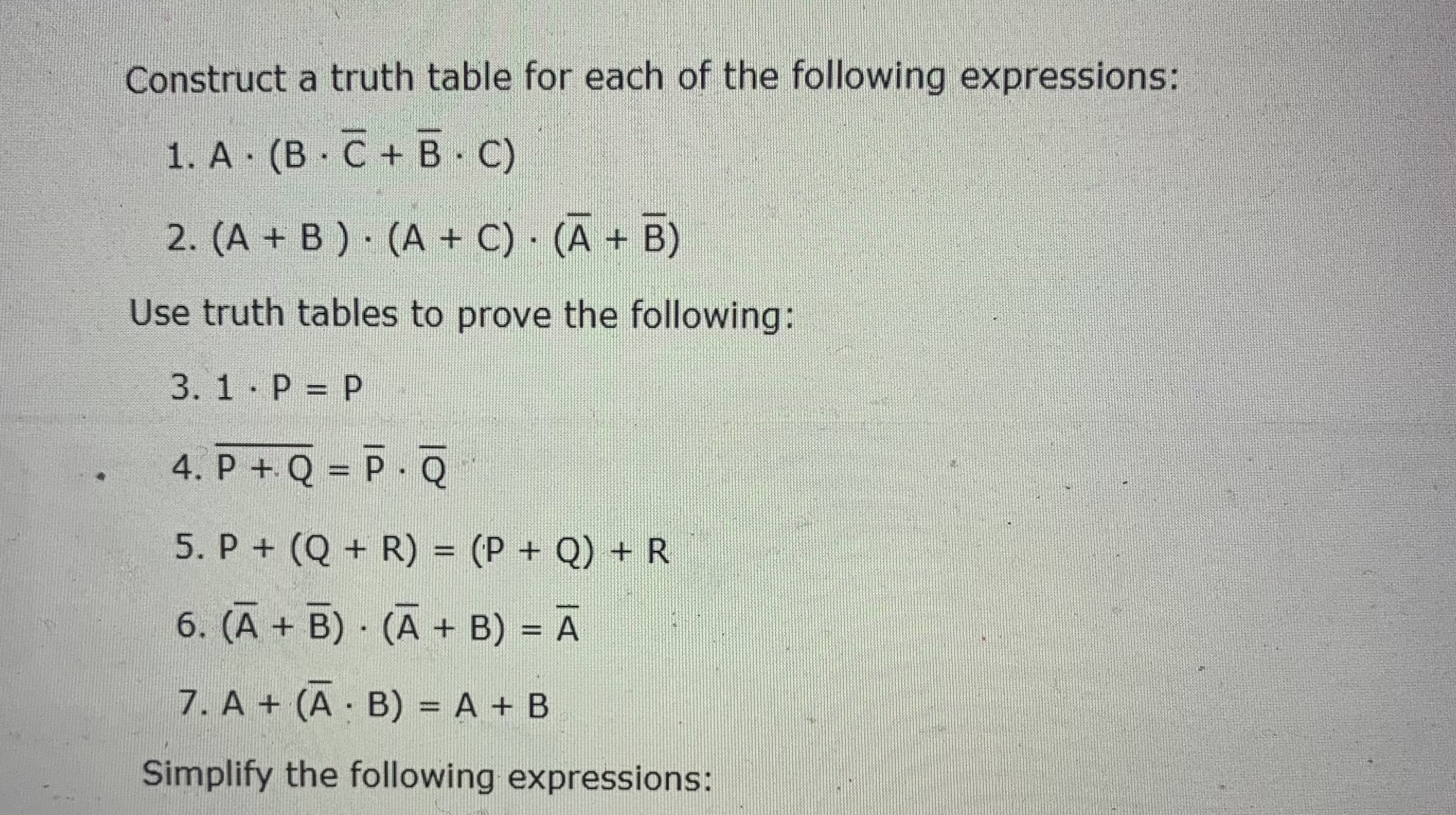 Solved Construct A Truth Table For Each Of The Following | Chegg.com