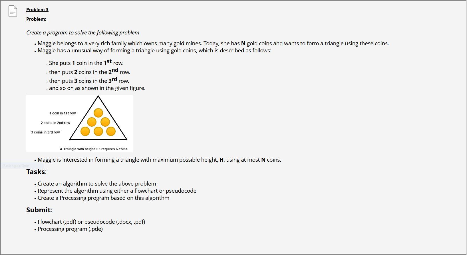 Solved Problem 3 Problem: Create a program to solve the | Chegg.com