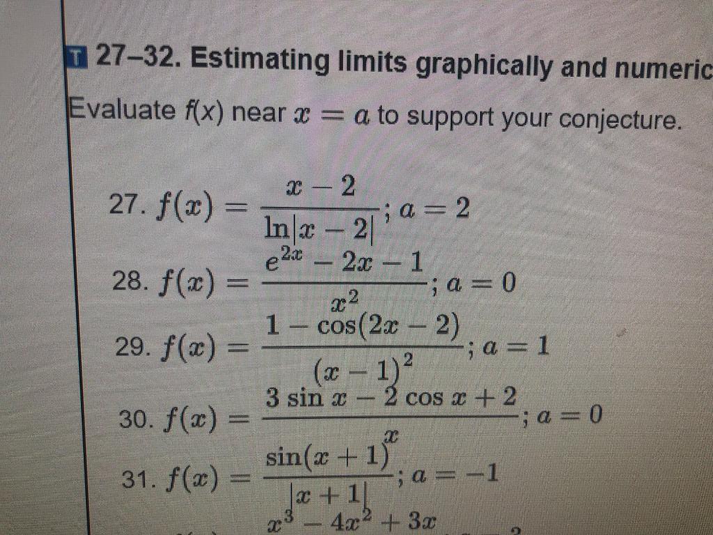 Solved 1 27–32. Estimating limits graphically and numeric | Chegg.com