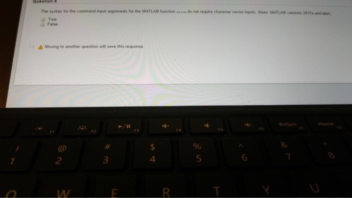 Solved Question 8 The syntax for the command input arguments | Chegg.com
