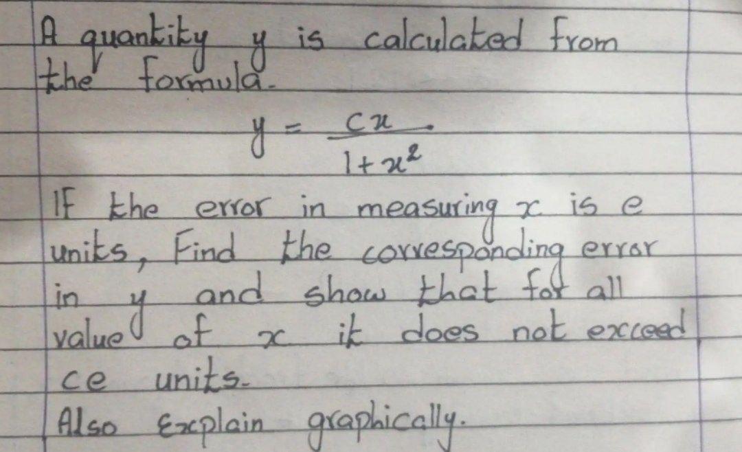 Solved A quankiky is calculated from the formula. y = ca x