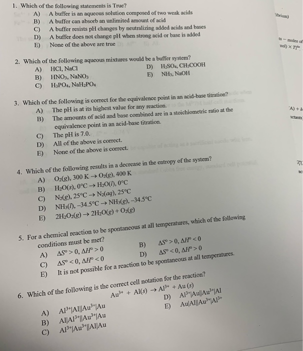 Solved Which of the 1. following statements is True? A | Chegg.com