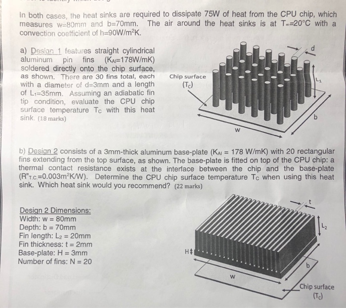 Solved In Both Cases The Heat Sinks Are Required To Diss