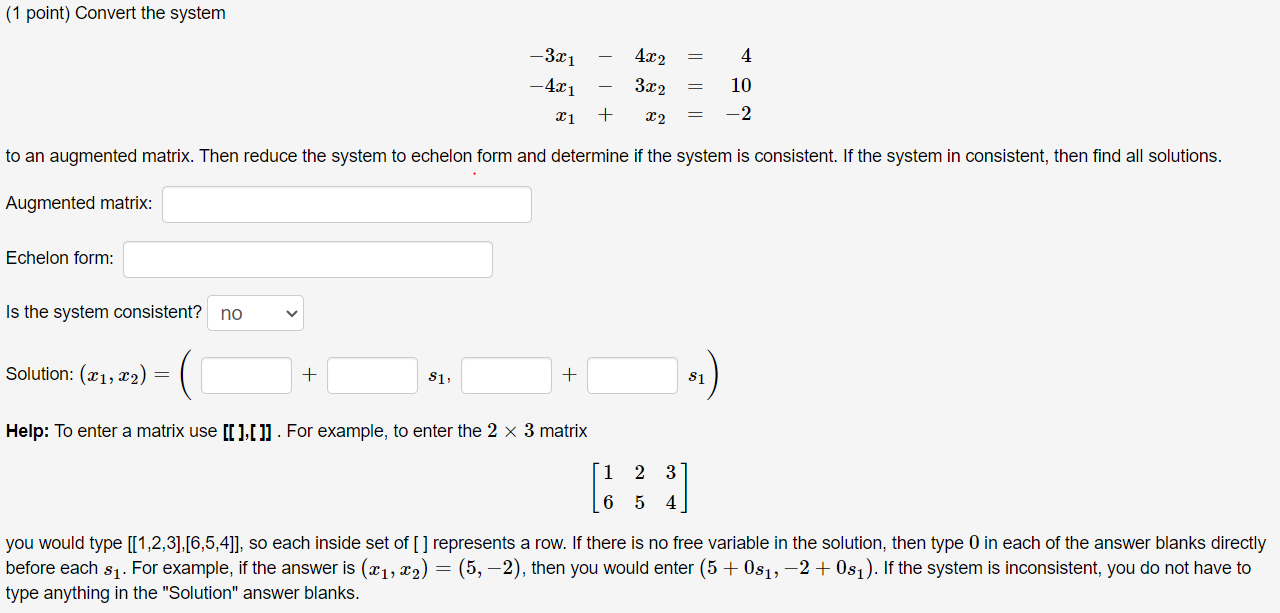 Solved (1 point) Convert the system | Chegg.com