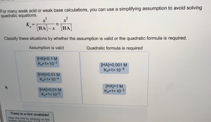 Solved For many weak acid or weak base calculations, you can | Chegg.com