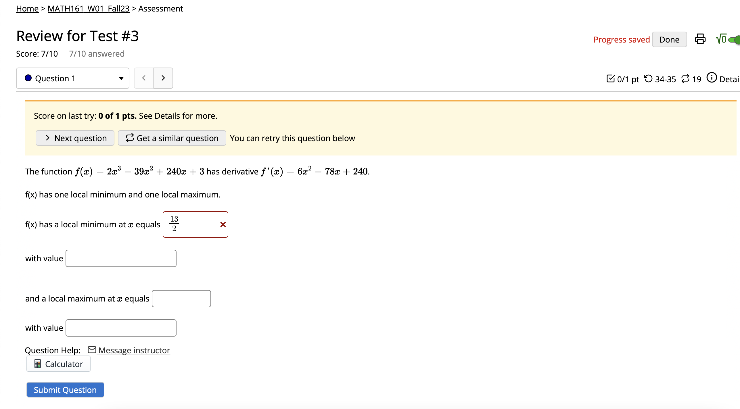 Solved You can retry this question belowThe function | Chegg.com