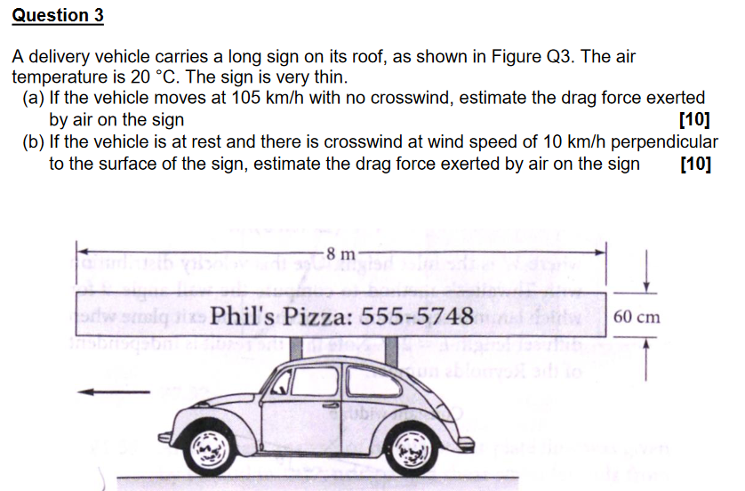Solved Question 3 A delivery vehicle carries a long sign on