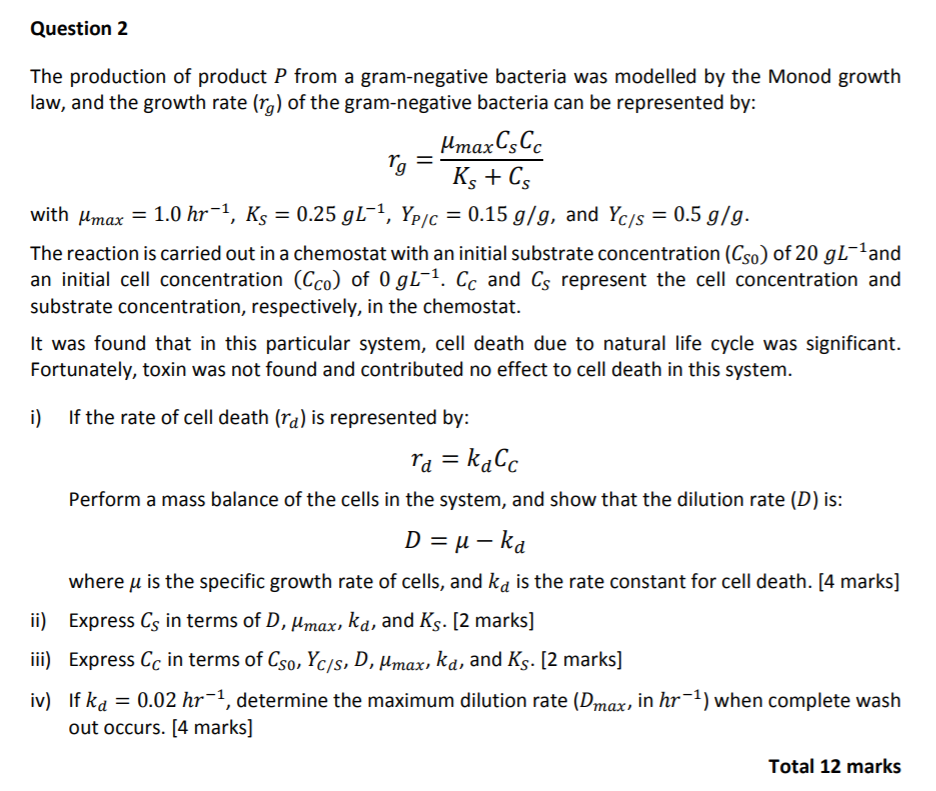 Question 2 The production of product P from a | Chegg.com
