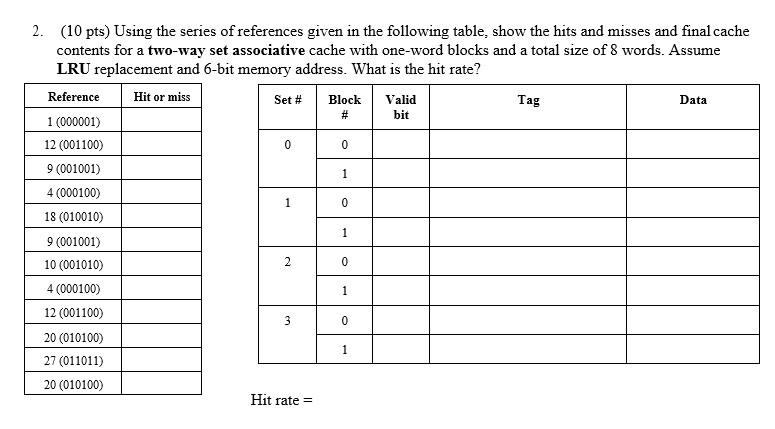 Solved # bit 1 1 0 2. (10 pts) Using the series of | Chegg.com