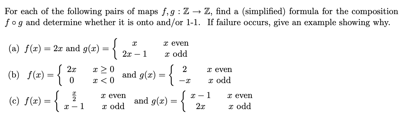 Solved For Each Of The Following Pairs Of Maps F G Z→z