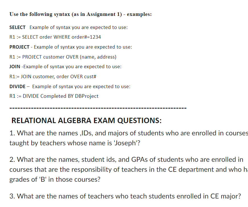 Solved We have the following relations with sample tuples as | Chegg.com